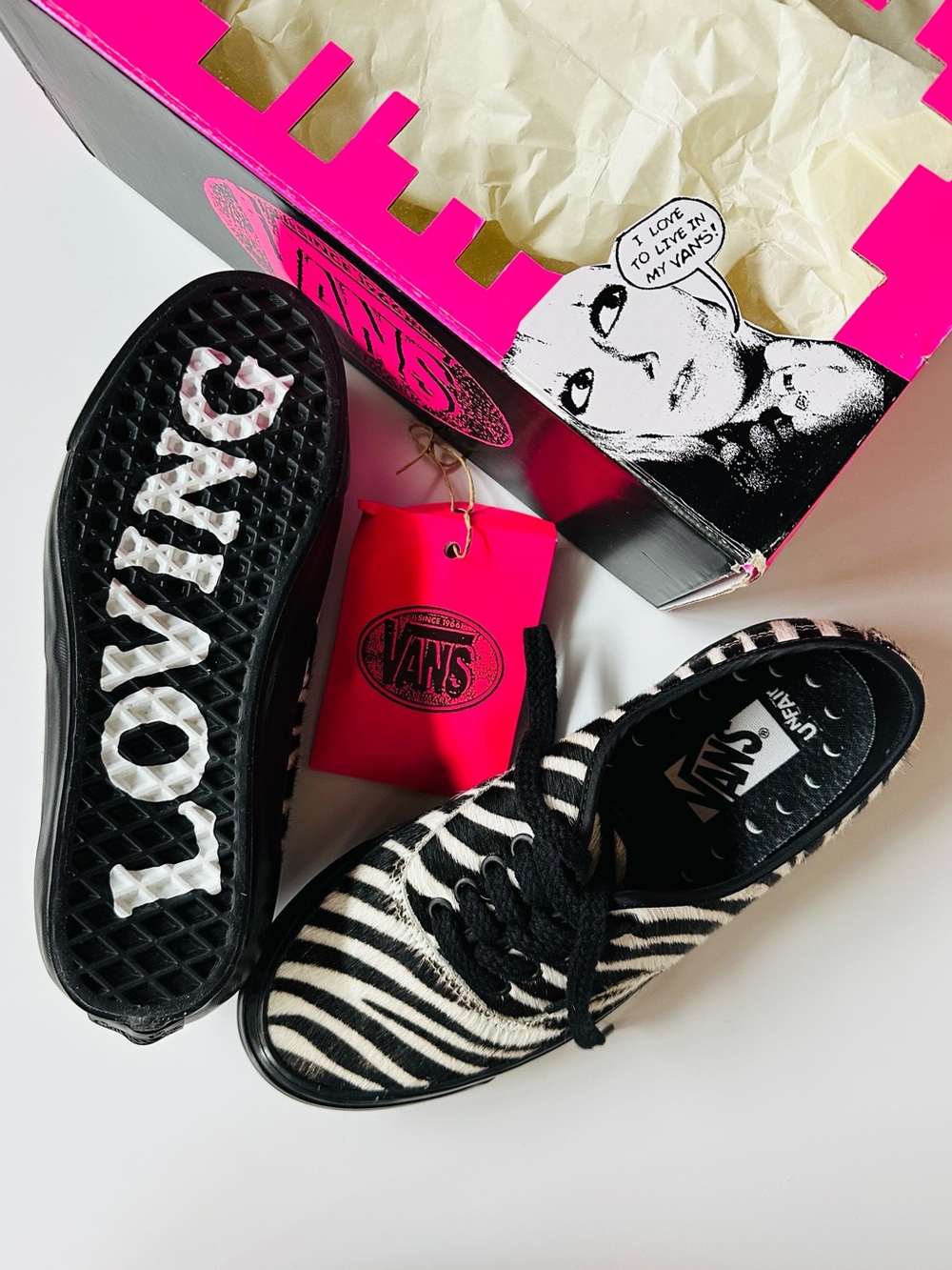 Vans Lx Authentic 44 Life Is Unfair Zebra Hair Calf Low Top Sneakers Animal